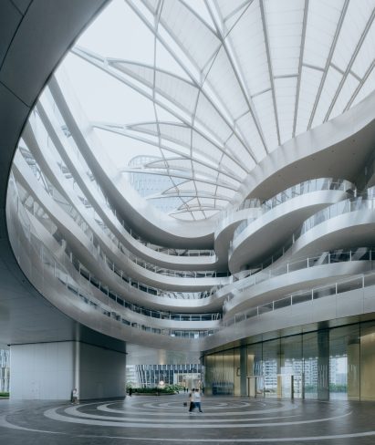 Atrium interior at the Tencent Shenzhen Headquarters