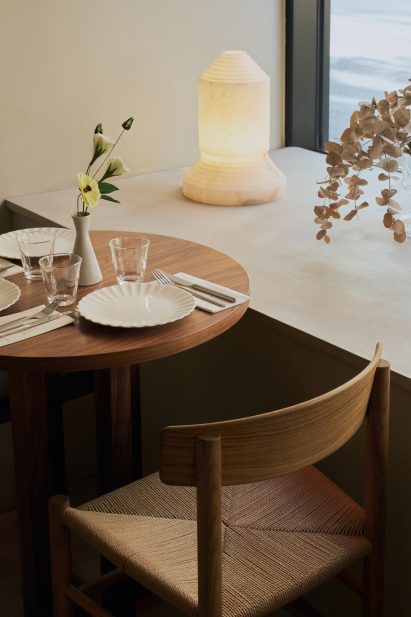 Window and rounded chair in Soho restaurant