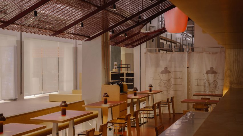 Interior of dumpling restaurant in Singapore