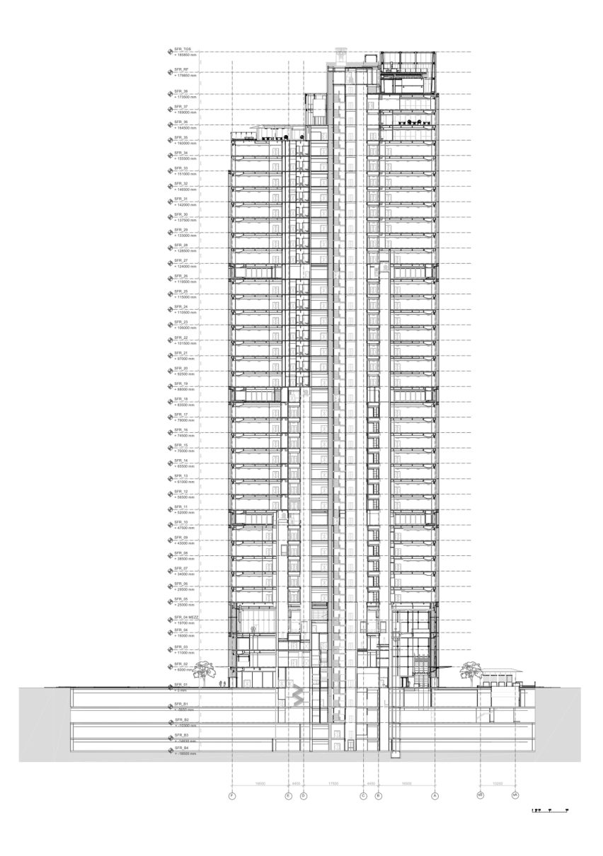 Section of One Shanghai by RSHP