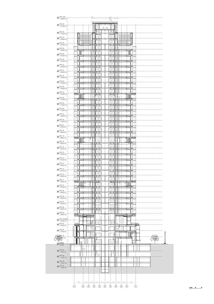 Section of One Shanghai by RSHP