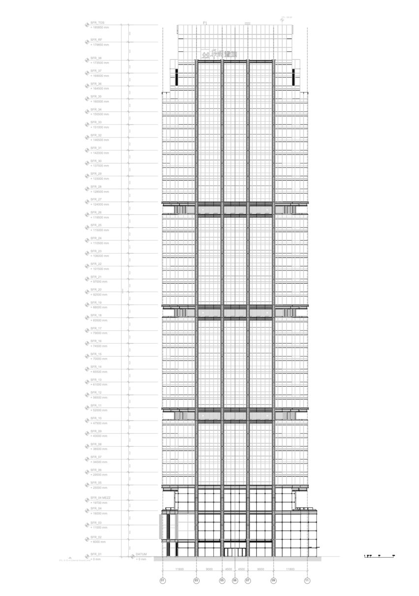 South elevation of One Shanghai by RSHP