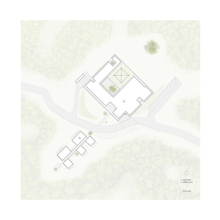 Site plan of Sanctum nature retreat by Arches