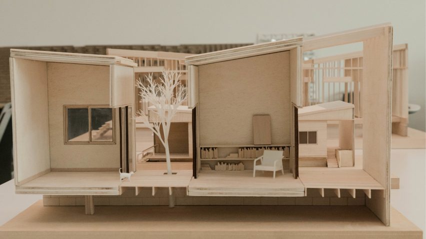 a wooden model of a building