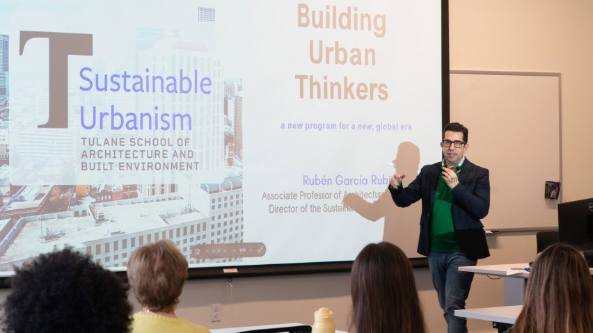 a lecturer conducting a presentation