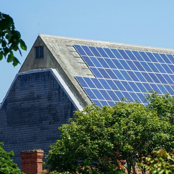Building with solar panels