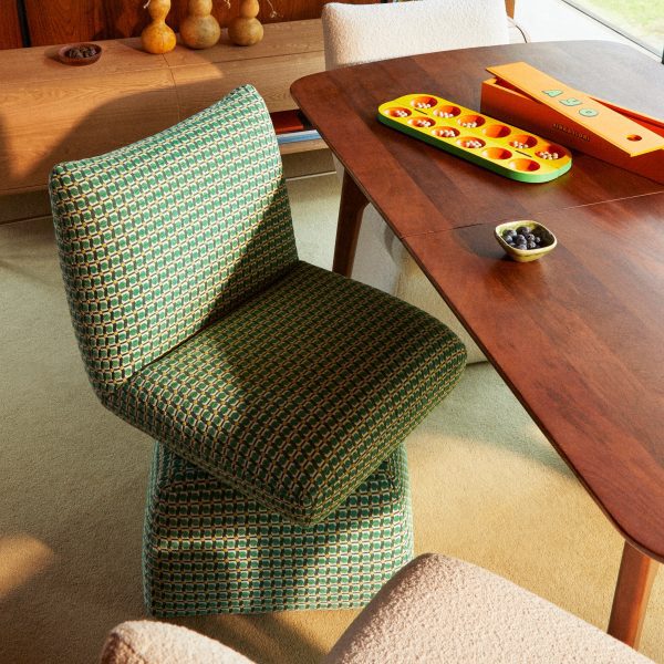 Swivel Dining Chair, Sweet Flows Green Fabric