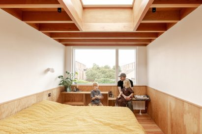 Bedroom interior at extension by YN Studio