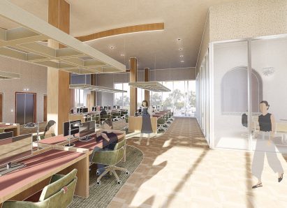 Render of Danish-inspired workplace
