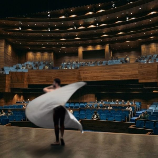 Render of a theatre with people dancing on the stage