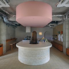 Ice cream shop with pink ceiling