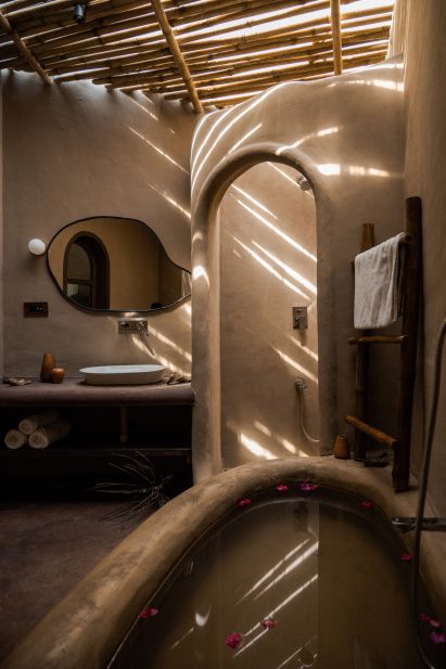 Interior view of The Earthen Retreat by AKSH Architects