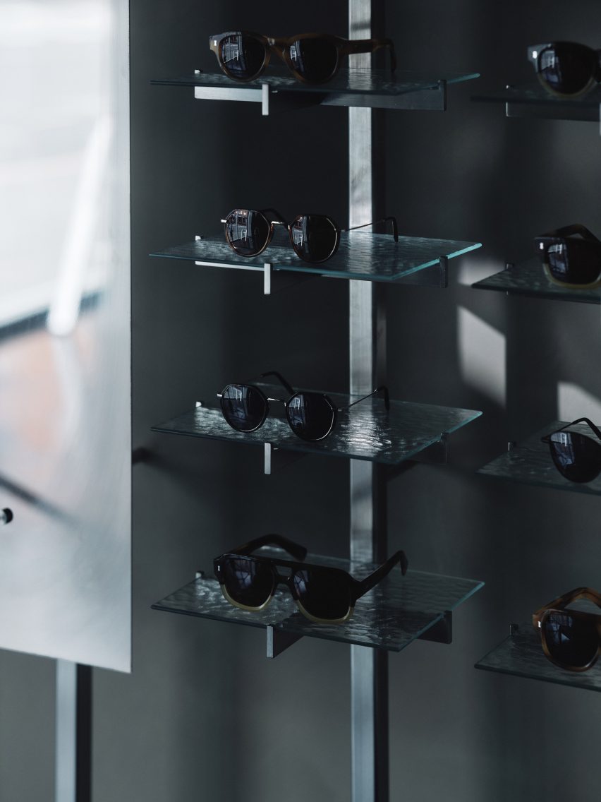 Dappled glass shelves in Cubitts Manchester by Youth