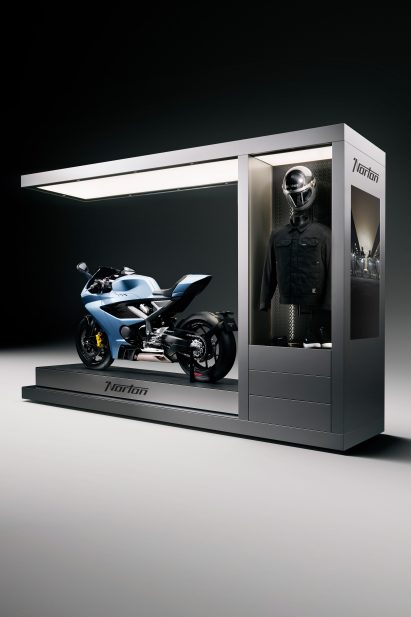 Futuristic-style Norton podium