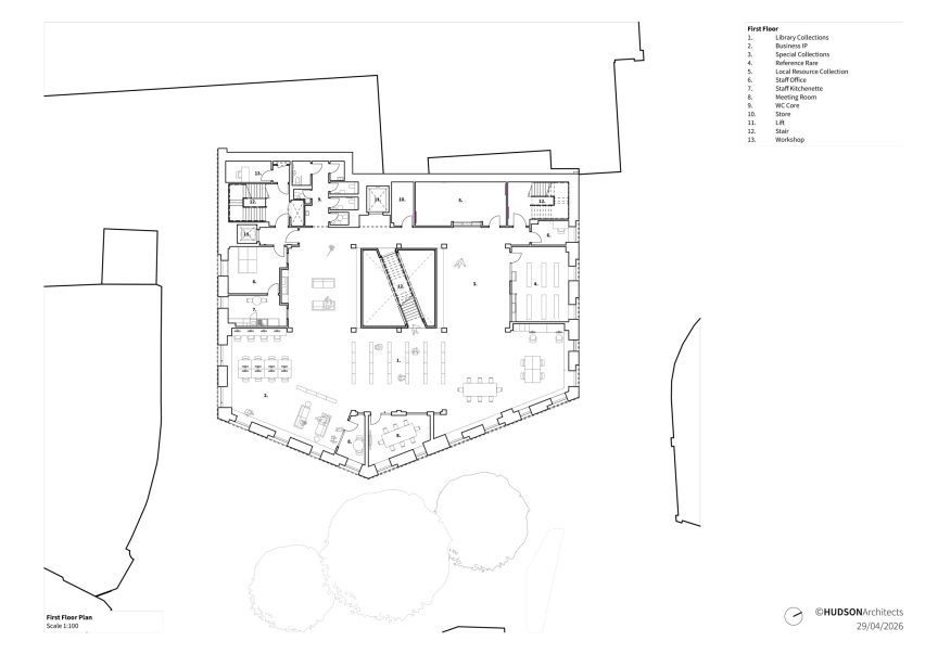 First floor plan of King's Lynn Library by Hudson Architects
