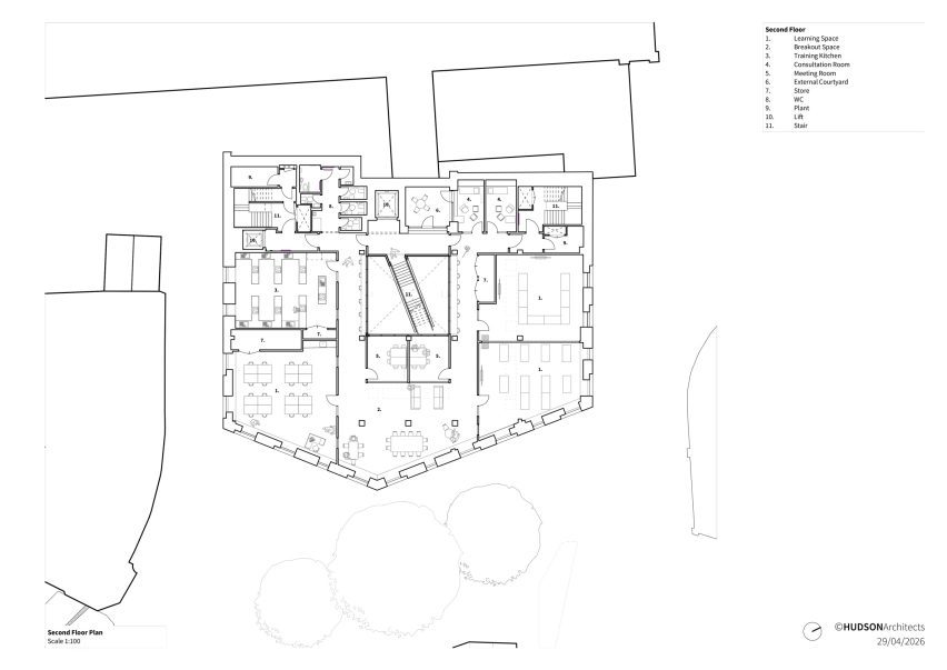 Second floor plan of King's Lynn Library by Hudson Architects