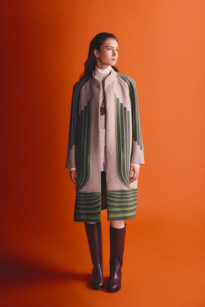 Woman in wool coat