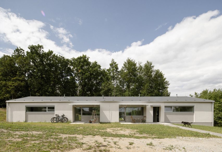 Modular home with sloping facade by Papundekl Architects