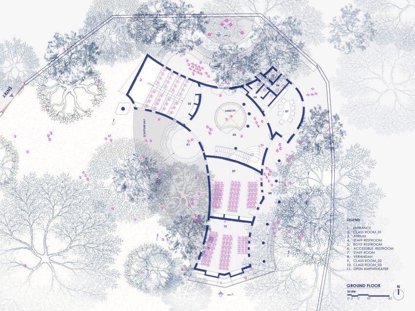 First floor plan of New Horizon school by Habitat Collaborative