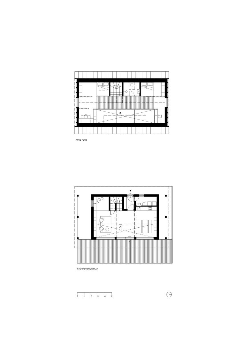 Plans of Husárik Hut by Oatelier