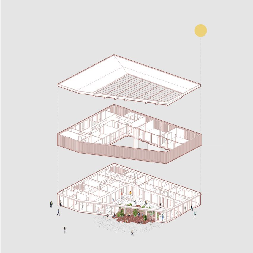 Axonometric of OBA Next Lab by Matter Makers, AWR and BAZ Studio