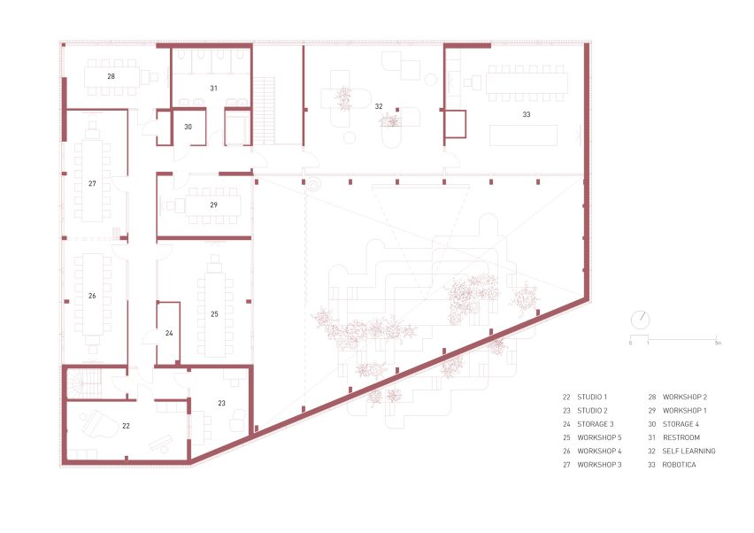 First floor plan of OBA Next Lab by Matter Makers, AWR and BAZ Studio