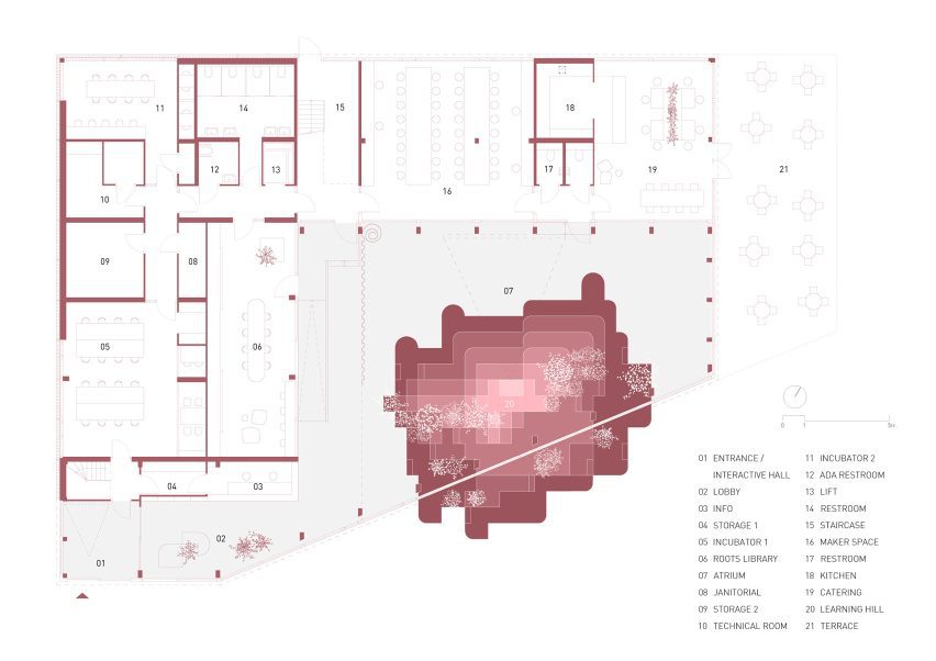 Ground floor plan of OBA Next Lab by Matter Makers, AWR and BAZ Studio