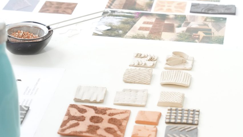 Table with material samples on it
