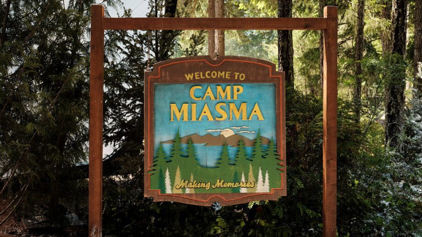 Wooden summer camp sign