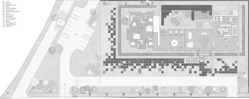 Plan of The Reclaimed Pavilion by Kanan Modi Associates