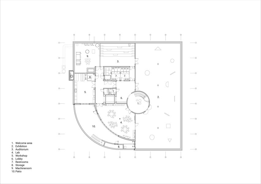 Basement plan of VISTA Science Experience Centre in Austria by Studio Maks
