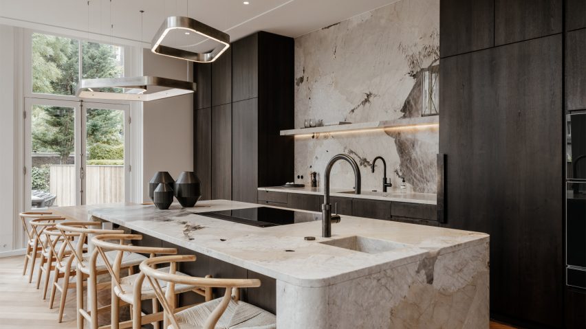 Antolini stone surfaces featuring in a renovated canal house