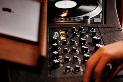 Closeup of DJ equipment