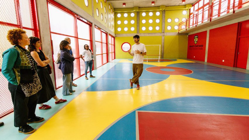 Photo of colourful room with people in it