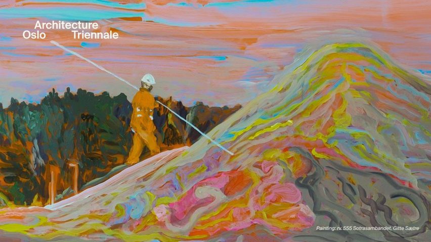 Painting of person on a hill with text overlay