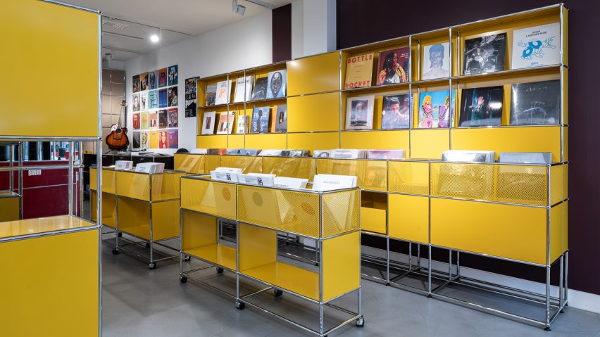 Photo of yellow record furniture by USM