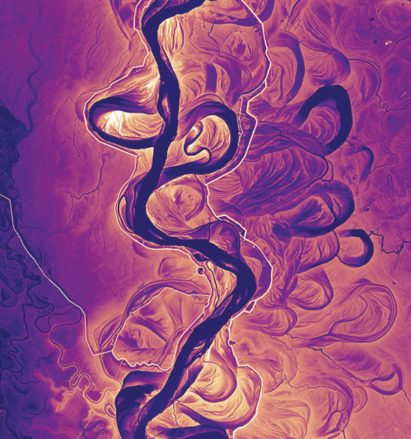 Computer generated image of a purple swirl pattern.