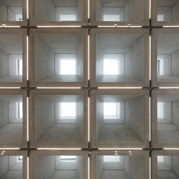 Photo of square shaped windows surrounded by lights