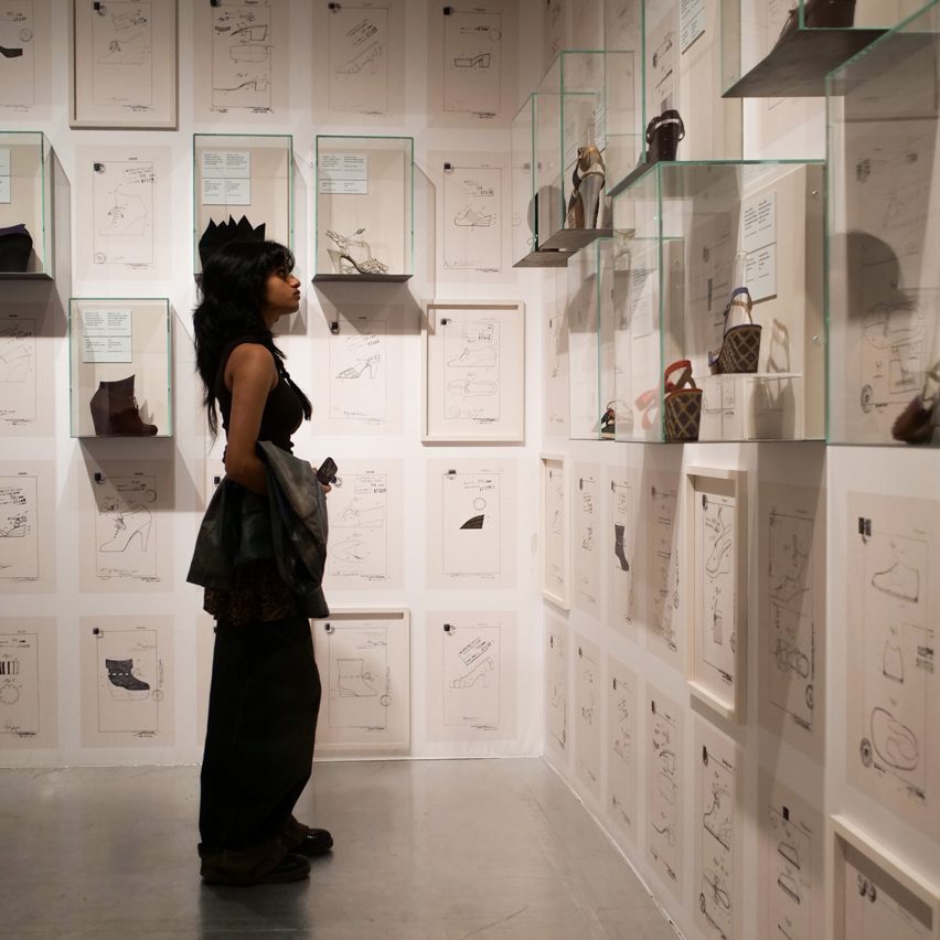 Student looking at an exhibition