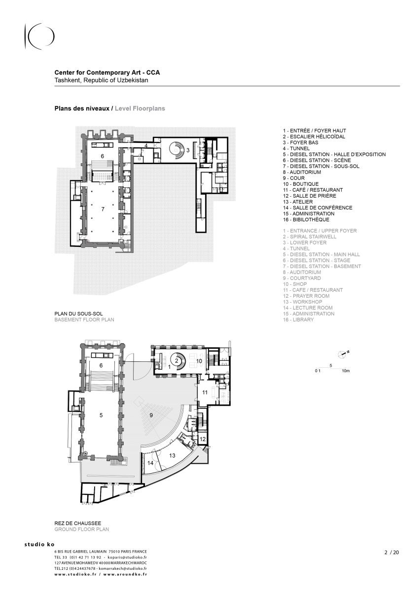 Plans of Centre for Contemporary Arts Tashkent by Studio KO