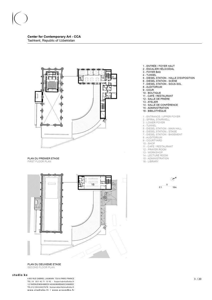 Plans of Centre for Contemporary Arts Tashkent by Studio KO