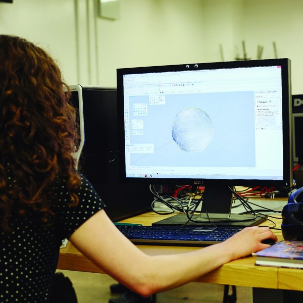 Student working on a computer