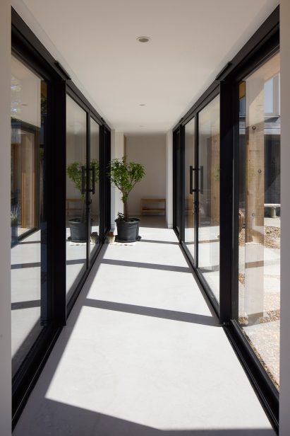 A glazed corridor 
