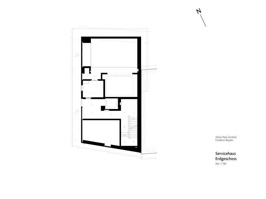 Ground floor plan of Erlen Torhaus building at Fondation Beyeler by Peter Zumthor