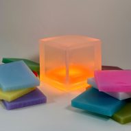 Cube-shaped lamp made from silicone