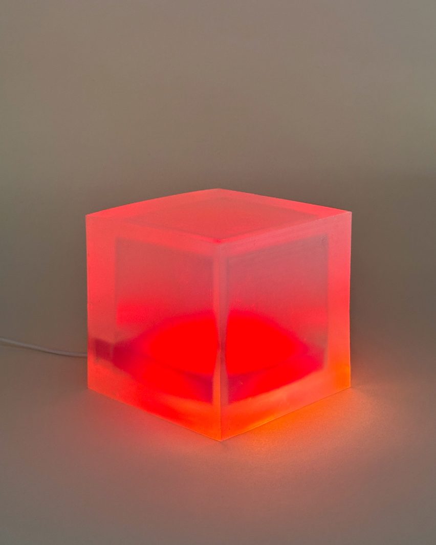 Cube-shaped lamp made from silicone
