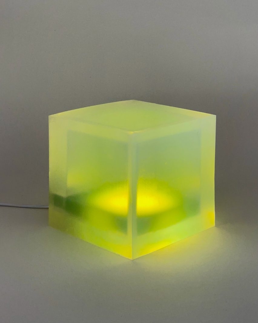 Cube-shaped lamp made from silicone