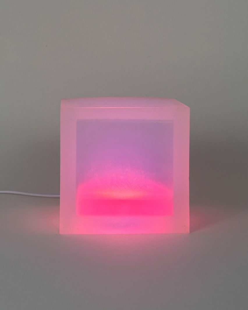 Cube-shaped lamp made from silicone