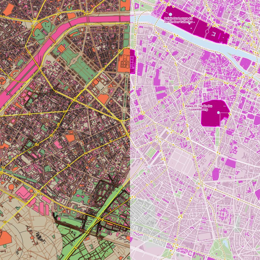 Map of a city in bright colours