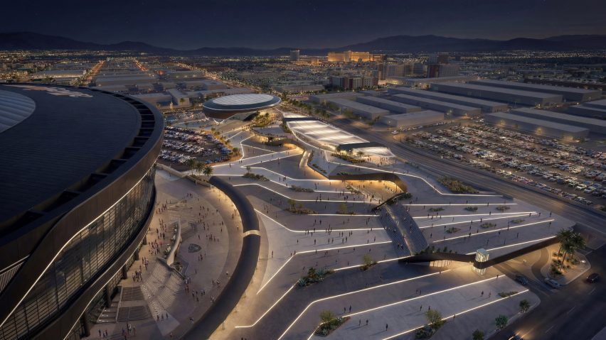 Grimshaw Allegiant Stadium plaza rendering